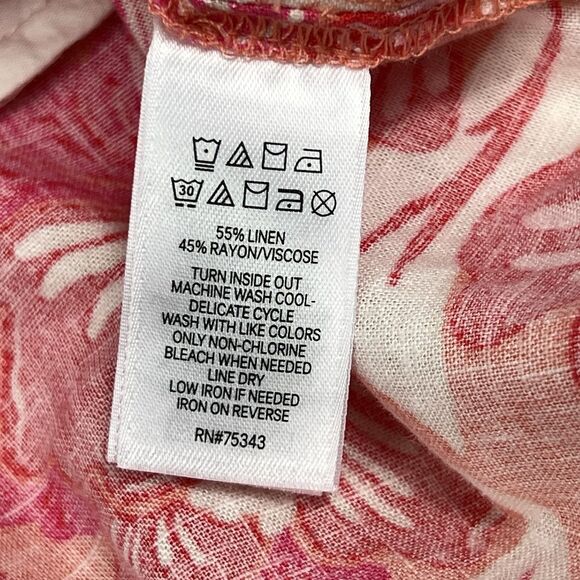 Sigrid Olsen Floral Hawaiian Print 3/4 Bell Sleeve Linen Blend Shift Dress 8 - Picture 11 of 11